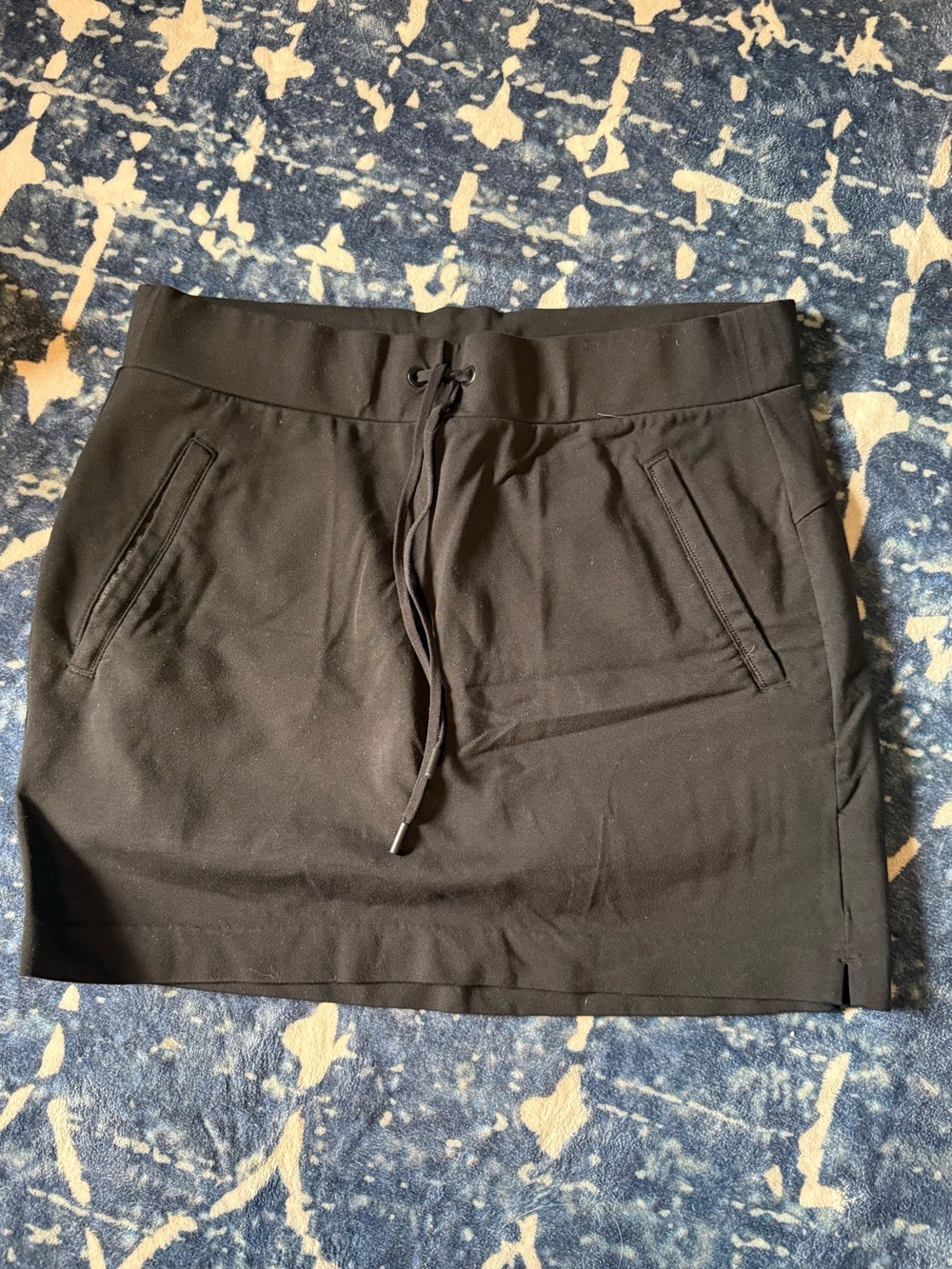 Black Drawstring Casual Skort